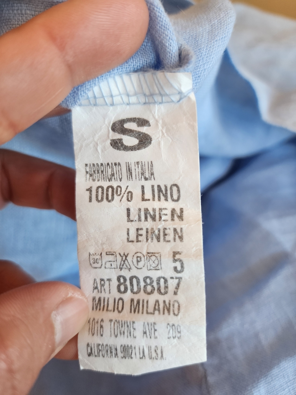 Milio Milano 100% Linen Front Tie Button Shirt Cottagecore, Blue S/M Vacation - Picture 7 of 14